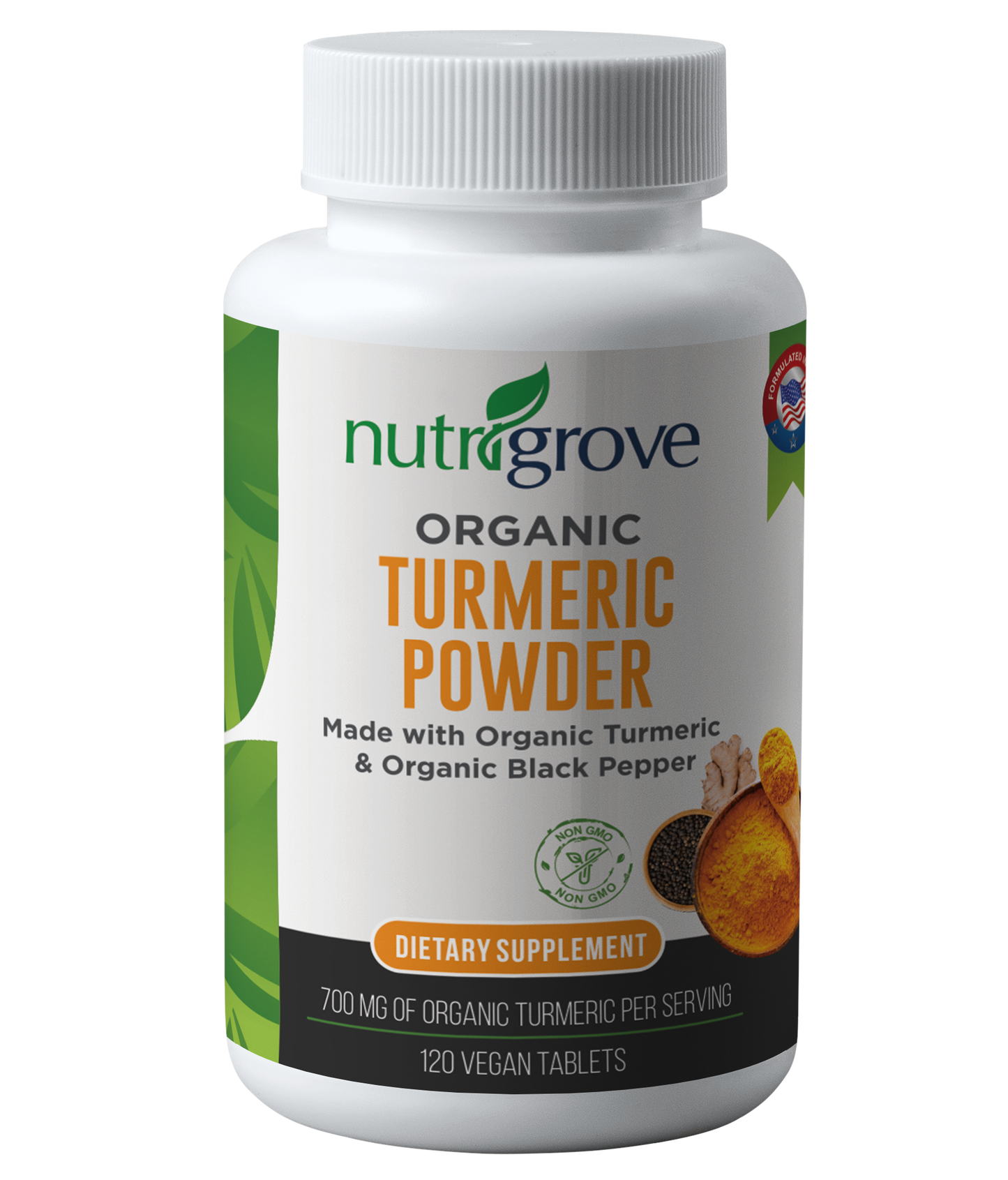Organic Turmeric Powder w/ Black Pepper 120 Tablets